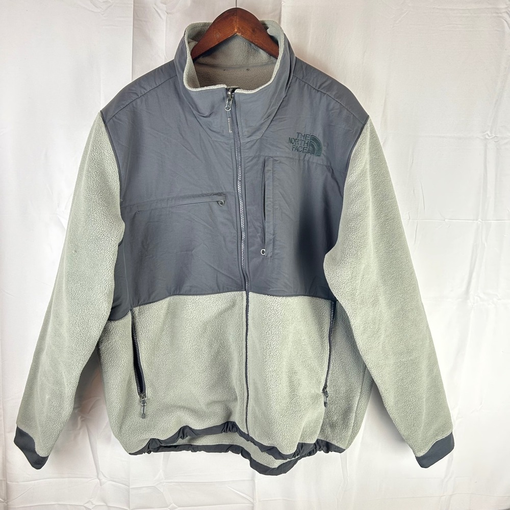The North Face Fleece Jacket Men's XXL Gray Two Tone Full Zip Polartec Recycled